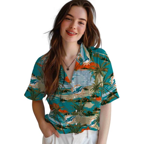 miami dolphins palm horizon aqua hawaiian shirt latest model