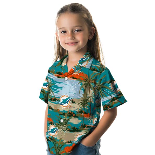 miami dolphins palm horizon aqua hawaiian shirt premium grade