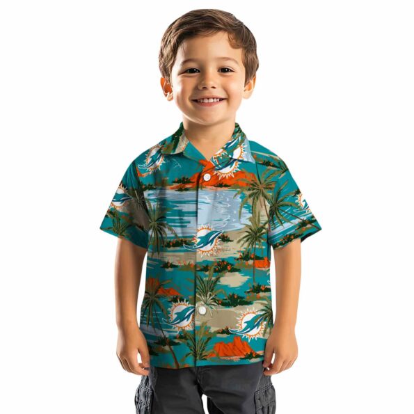 miami dolphins palm horizon aqua hawaiian shirt top rated