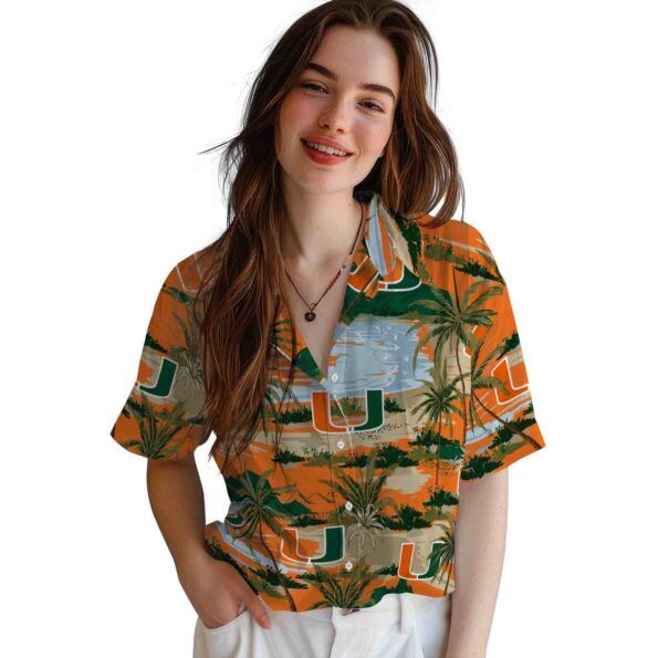 miami hurricanes palm horizon orange hawaiian shirt latest model