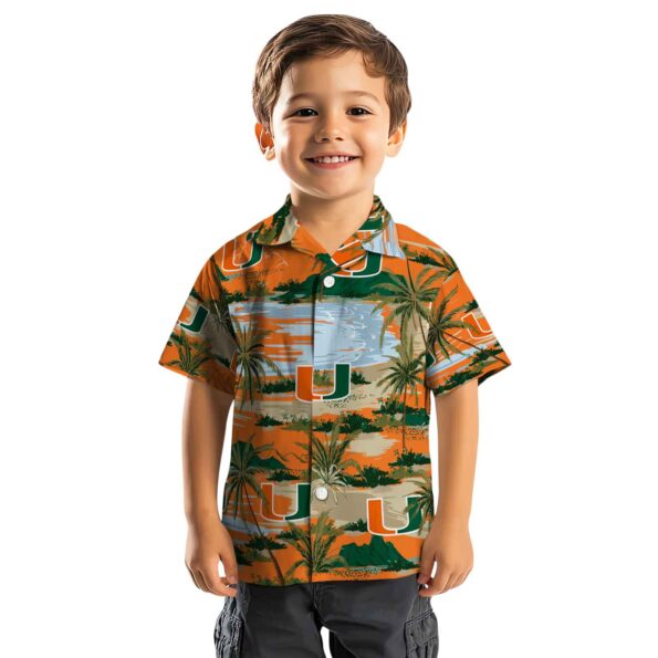 miami hurricanes palm horizon orange hawaiian shirt top rated