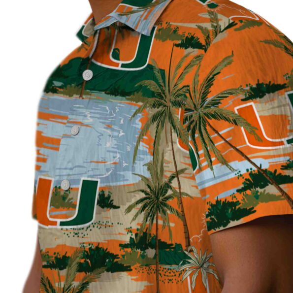 miami hurricanes palm horizon orange hawaiian shirt trendy