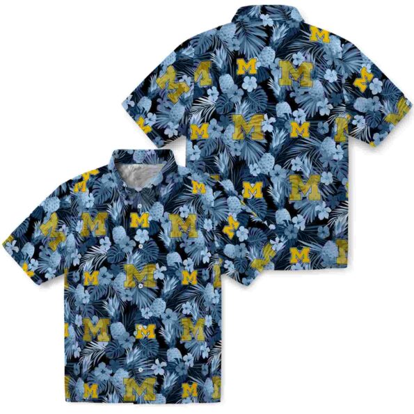 michigan-wolverines-floral-pineapple-blue-hawaiian-shirt-high-quality michigan wolverines floral pineapple blue hawaiian shirt high quality