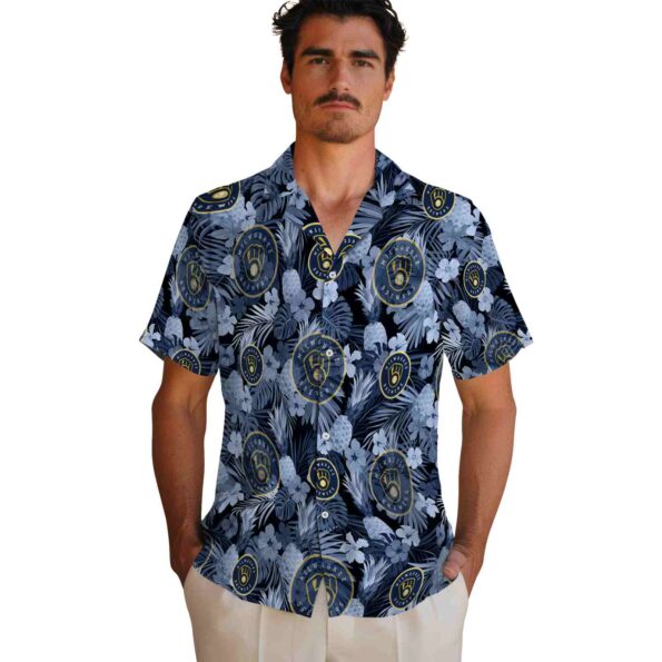 milwaukee-brewers-floral-pineapple-navy-blue-hawaiian-shirt-fashion-forward milwaukee brewers floral pineapple navy blue hawaiian shirt fashion forward