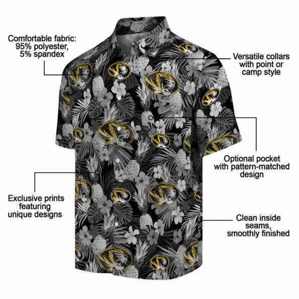 missouri tigers floral pineapple black hawaiian shirt new arrival
