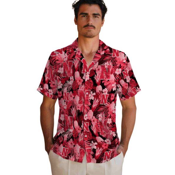 nebraska cornhuskers floral pineapple red hawaiian shirt fashion forward