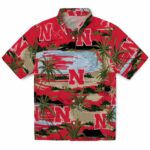 Nebraska Cornhuskers Hawaiian Shirt - Palm Horizon Red 1 nebraska-cornhuskers-palm-horizon-red-hawaiian-shirt-best-selling