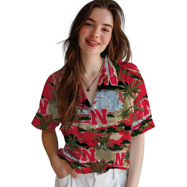 nebraska-cornhuskers-palm-horizon-red-hawaiian-shirt-latest-model nebraska cornhuskers palm horizon red hawaiian shirt latest model