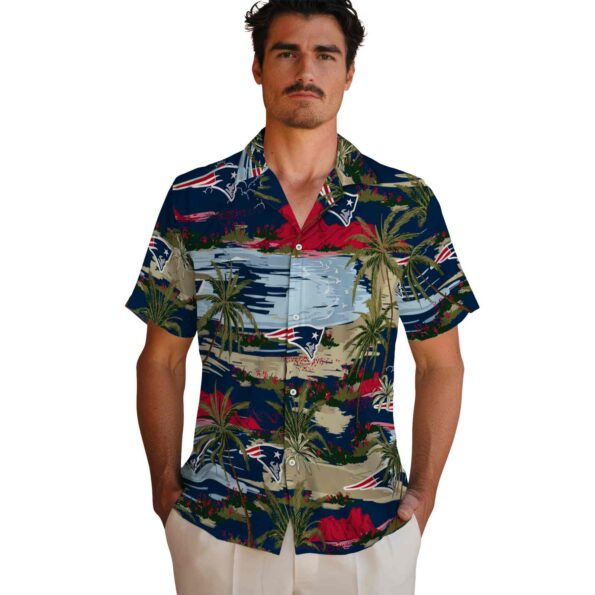 new-england-patriots-palm-horizon-blue-hawaiian-shirt-fashion-forward new england patriots palm horizon blue hawaiian shirt fashion forward