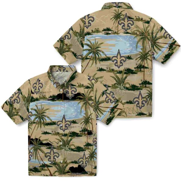 new orleans saints palm horizon gold hawaiian shirt high quality