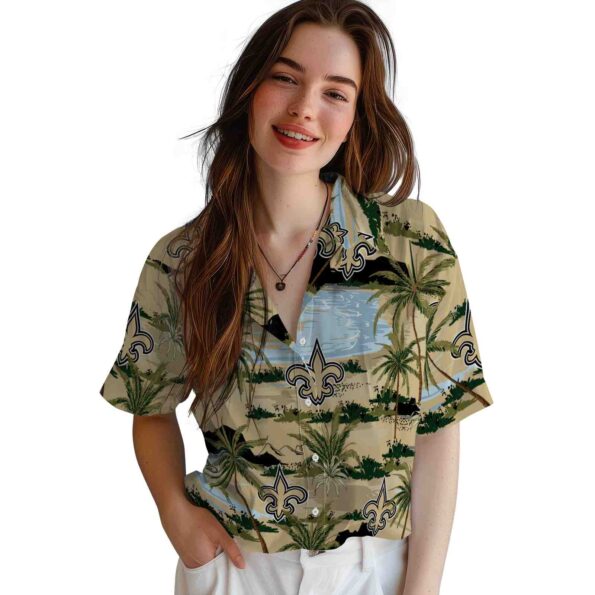 new orleans saints palm horizon gold hawaiian shirt latest model