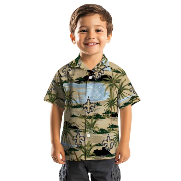 new orleans saints palm horizon gold hawaiian shirt top rated