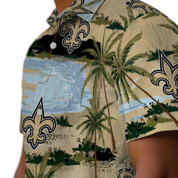 new orleans saints palm horizon gold hawaiian shirt trendy