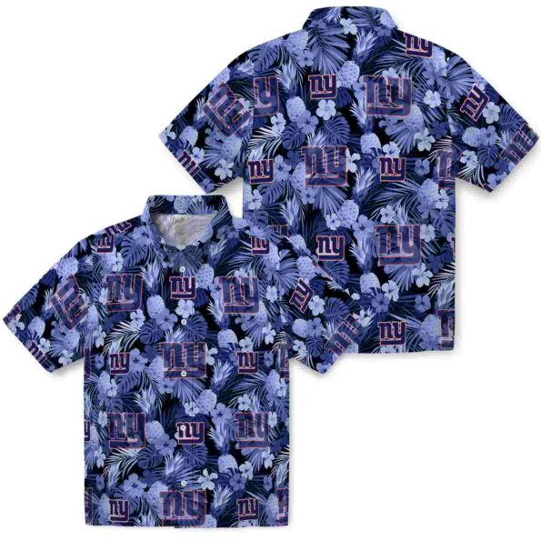 new york giants floral pineapple blue hawaiian shirt high quality