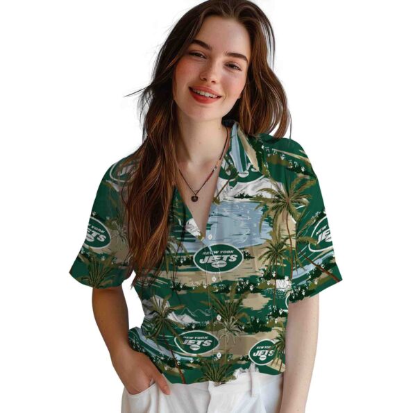 new-york-jets-palm-horizon-green-hawaiian-shirt-latest-model new york jets palm horizon green hawaiian shirt latest model