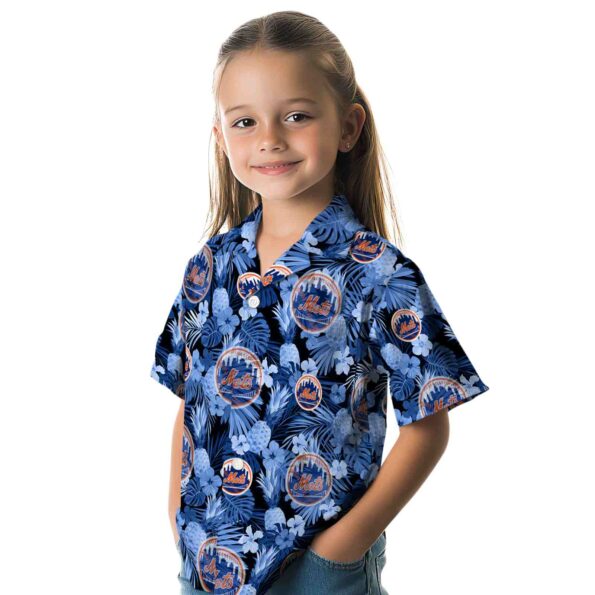 new york mets floral pineapple blue hawaiian shirt premium grade