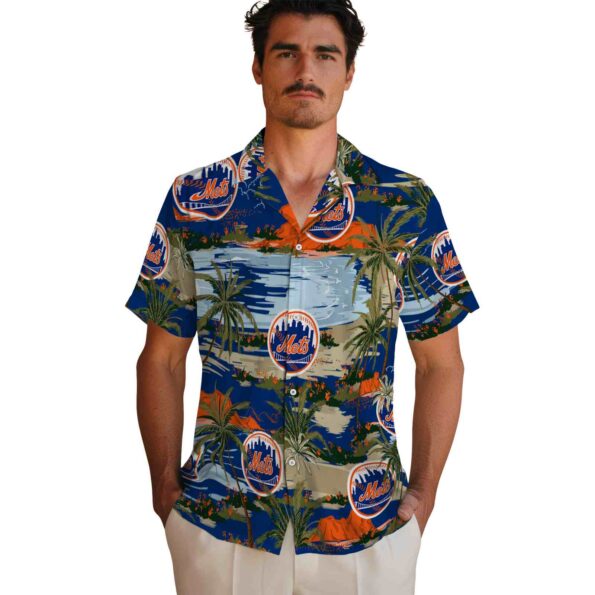 new york mets palm horizon blue hawaiian shirt fashion forward