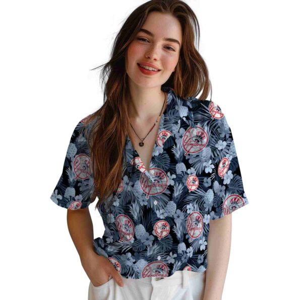 new-york-yankees-floral-pineapple-navy-hawaiian-shirt-latest-model new york yankees floral pineapple navy hawaiian shirt latest model