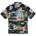 New York Yankees Hawaiian Shirt - Palm Horizon Navy 1 new-york-yankees-palm-horizon-navy-hawaiian-shirt-best-selling