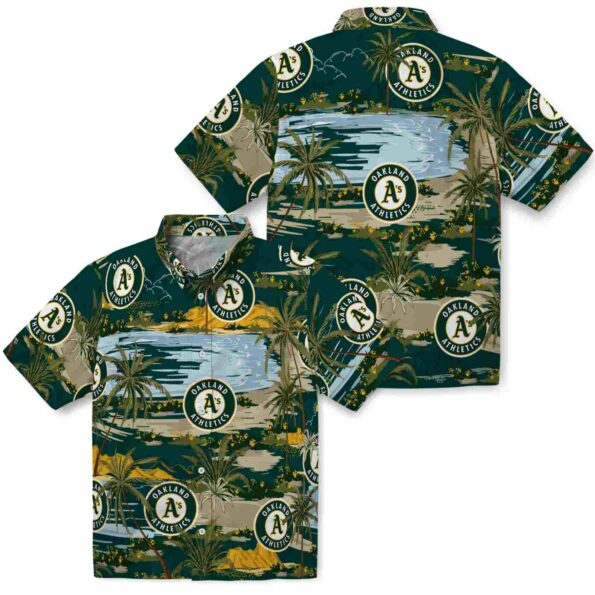 oakland-athletics-palm-horizon-green-hawaiian-shirt-high-quality oakland athletics palm horizon green hawaiian shirt high quality