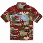 Oklahoma Sooners Hawaiian Shirt - Palm Horizon Crimson 1 oklahoma-sooners-palm-horizon-crimson-hawaiian-shirt-best-selling
