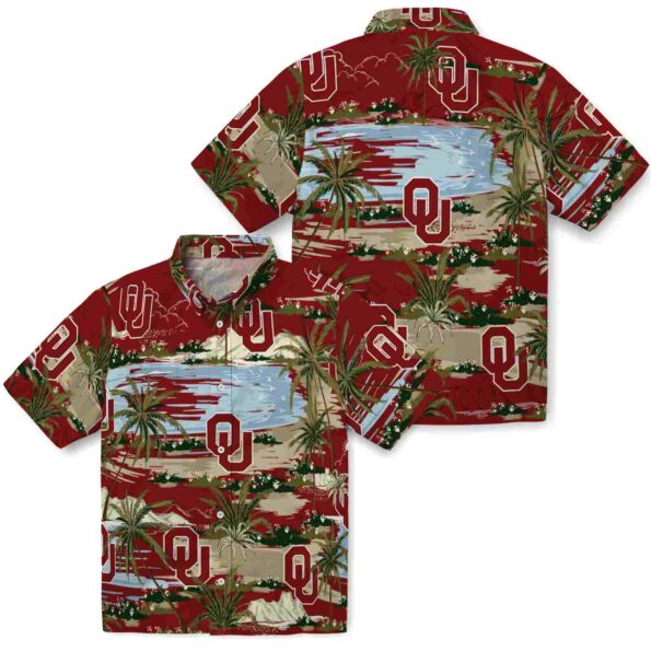 oklahoma sooners palm horizon crimson hawaiian shirt high quality