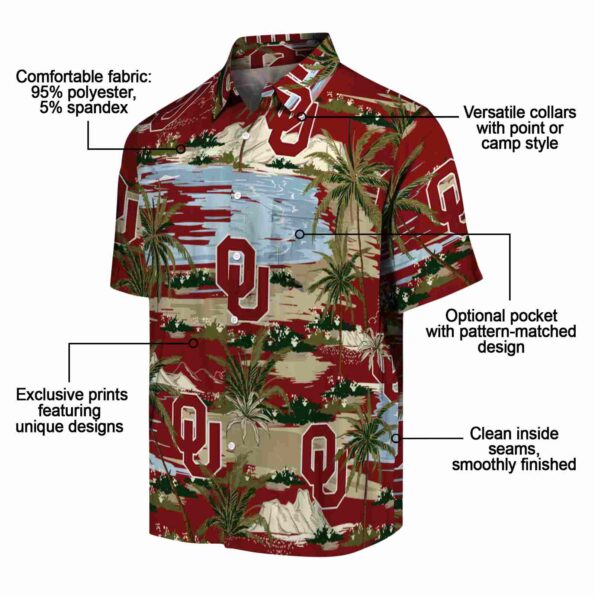 oklahoma sooners palm horizon crimson hawaiian shirt new arrival
