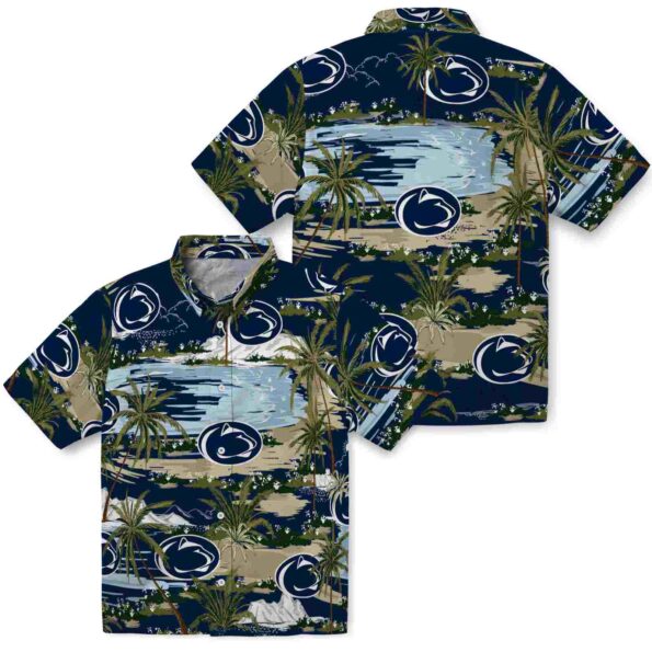 penn state nittany lions palm horizon blue hawaiian shirt high quality
