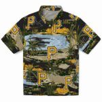 Pittsburgh Pirates Hawaiian Shirt - Palm Horizon Black 1 pittsburgh-pirates-palm-horizon-black-hawaiian-shirt-best-selling