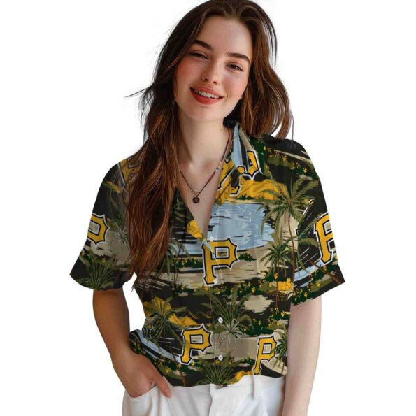 pittsburgh pirates palm horizon black hawaiian shirt latest model