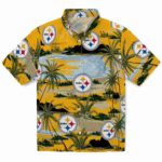 Pittsburgh Steelers Hawaiian Shirt - Palm Horizon Gold 1 pittsburgh-steelers-palm-horizon-gold-hawaiian-shirt-best-selling