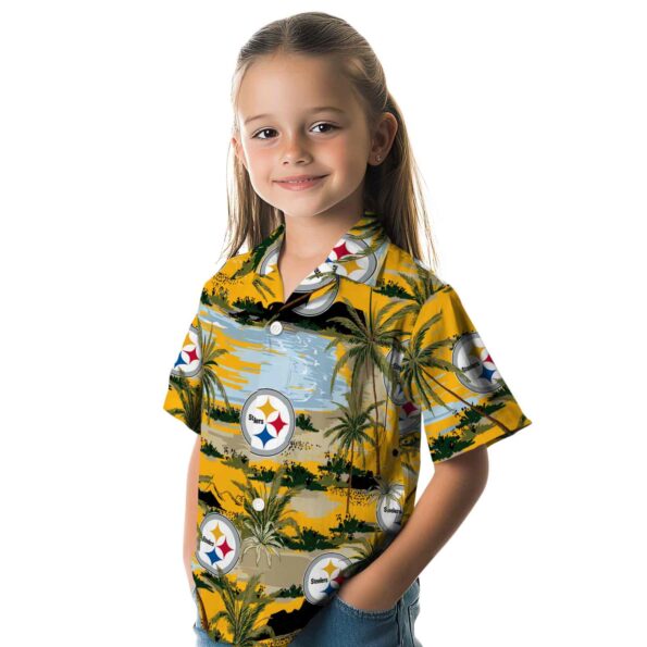 pittsburgh-steelers-palm-horizon-gold-hawaiian-shirt-premium-grade pittsburgh steelers palm horizon gold hawaiian shirt premium grade