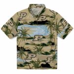Purdue Boilermakers Hawaiian Shirt - Palm Horizon Gold 1 purdue-boilermakers-palm-horizon-gold-hawaiian-shirt-best-selling