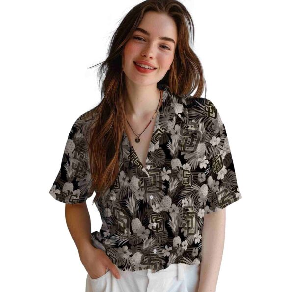 san diego padres floral pineapple brown hawaiian shirt latest model