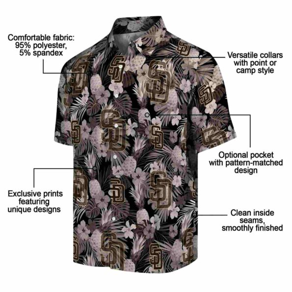 san diego padres floral pineapple brown hawaiian shirt new arrival