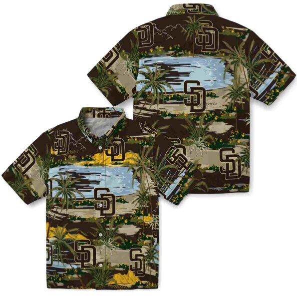 san diego padres palm horizon brown hawaiian shirt high quality