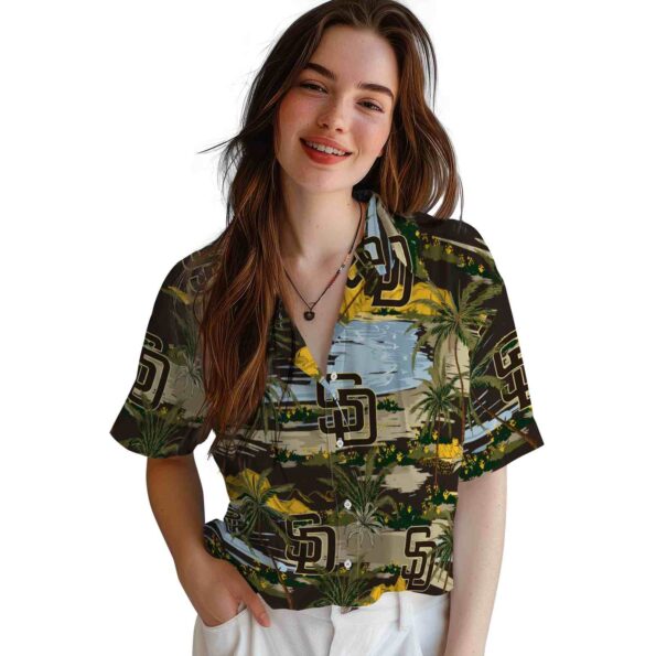 san diego padres palm horizon brown hawaiian shirt latest model