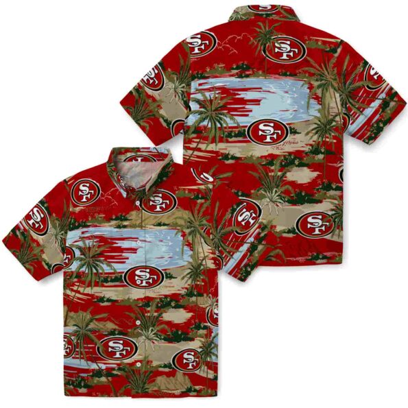 san-francisco-49ers-palm-horizon-red-hawaiian-shirt-high-quality san francisco 49ers palm horizon red hawaiian shirt high quality