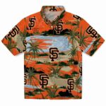 San Francisco Giants Hawaiian Shirt - Palm Horizon Orange 1 san-francisco-giants-palm-horizon-orange-hawaiian-shirt-best-selling