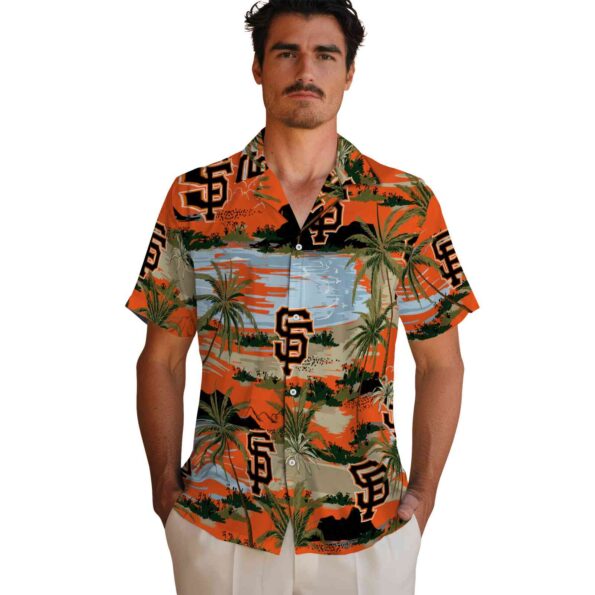 san francisco giants palm horizon orange hawaiian shirt fashion forward