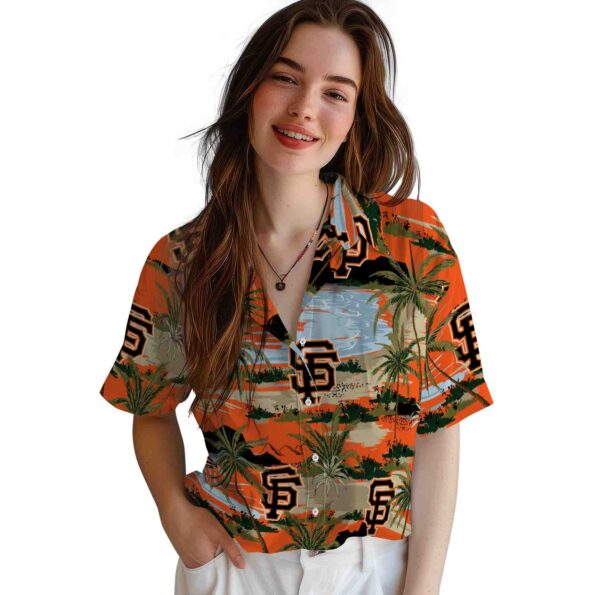 san francisco giants palm horizon orange hawaiian shirt latest model