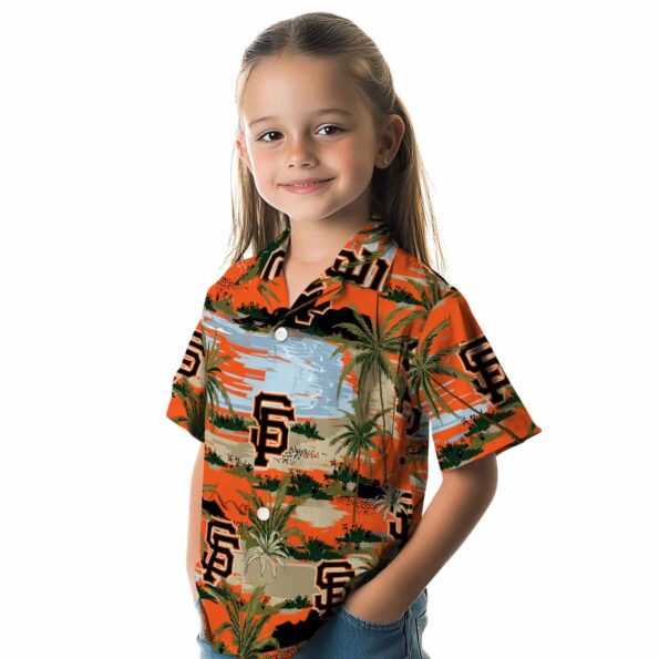 san francisco giants palm horizon orange hawaiian shirt premium grade