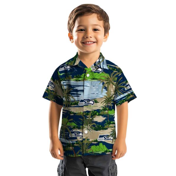 seattle seahawks palm horizon blue hawaiian shirt top rated