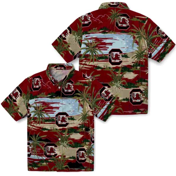 south-carolina-gamecocks-palm-horizon-garnet-hawaiian-shirt-high-quality south carolina gamecocks palm horizon garnet hawaiian shirt high quality