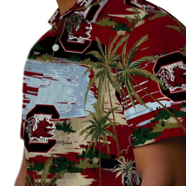 south-carolina-gamecocks-palm-horizon-garnet-hawaiian-shirt-trendy south carolina gamecocks palm horizon garnet hawaiian shirt trendy