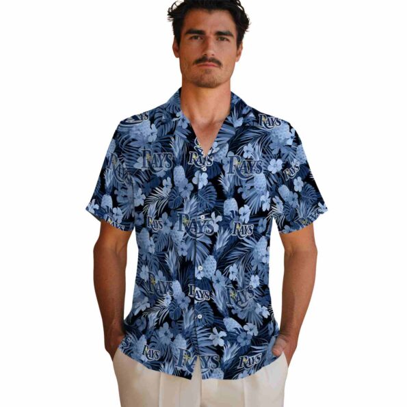 tampa bay rays floral pineapple navy hawaiian shirt fashion forward
