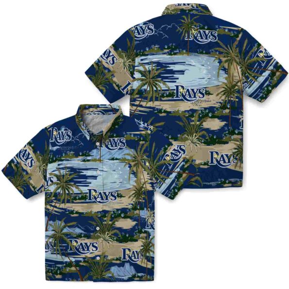 tampa bay rays palm horizon navy hawaiian shirt high quality
