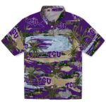 TCU Horned Frogs Hawaiian Shirt - Palm Horizon Purple 1 tcu-horned-frogs-palm-horizon-purple-hawaiian-shirt-best-selling