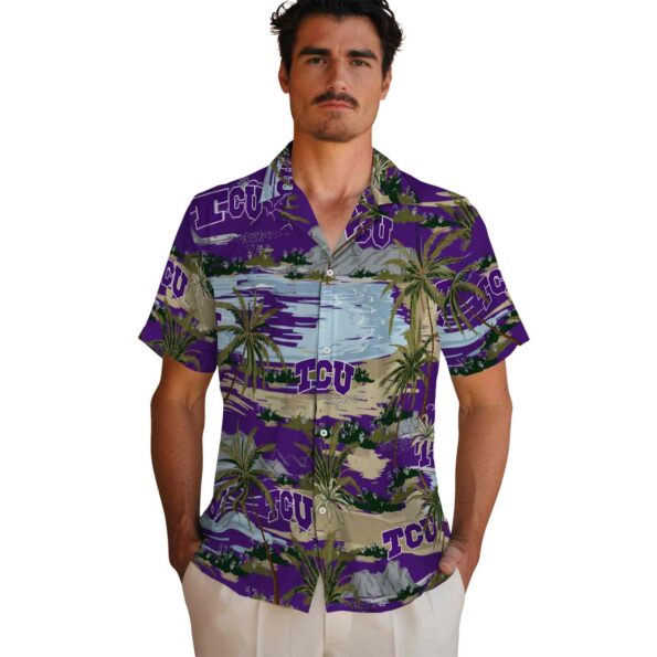 tcu-horned-frogs-palm-horizon-purple-hawaiian-shirt-fashion-forward tcu horned frogs palm horizon purple hawaiian shirt fashion forward