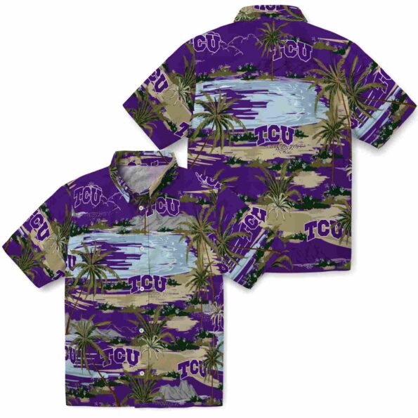 tcu-horned-frogs-palm-horizon-purple-hawaiian-shirt-high-quality tcu horned frogs palm horizon purple hawaiian shirt high quality